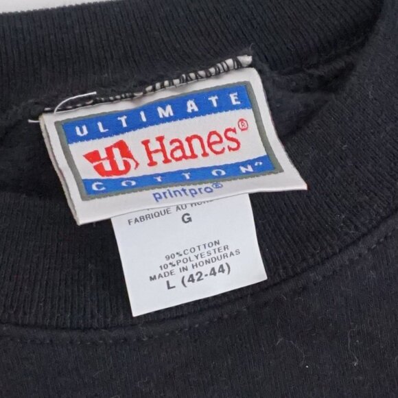 Vintage '90S Hanes Pro Print Heavyweight Cotton Blank Black Crewneck Sweater L - Picture 8 of 8